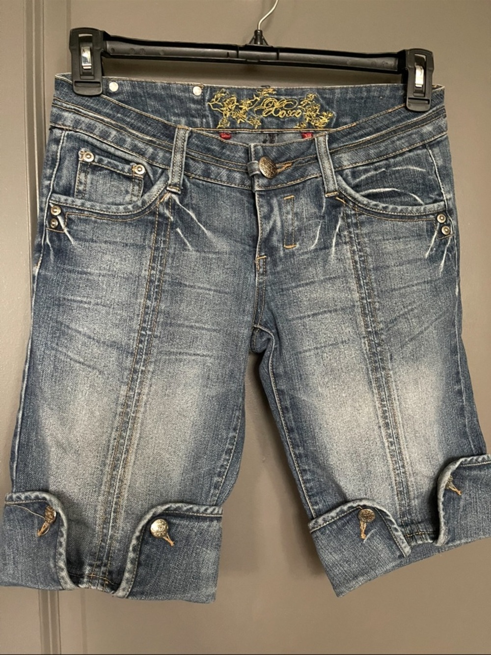 Vintage XOXO Women's Denim Bermuda Shorts - Faded Blue Wash
